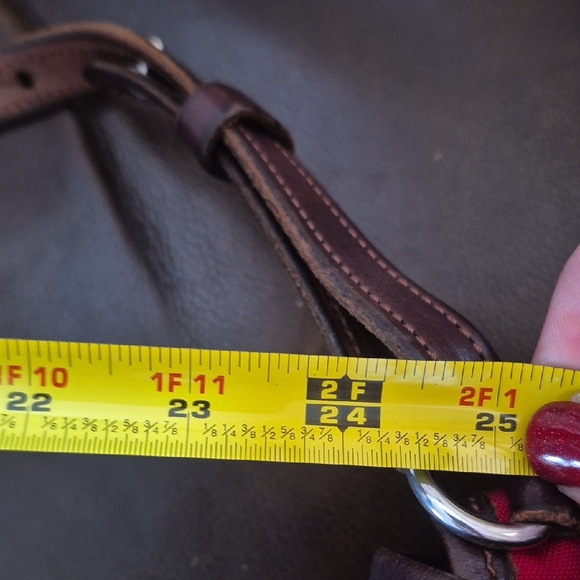 Rebecca Ray Designs Nylon And Leather Red Yellow Brown Crossbody Bag Equestrian - Picture 14 of 16